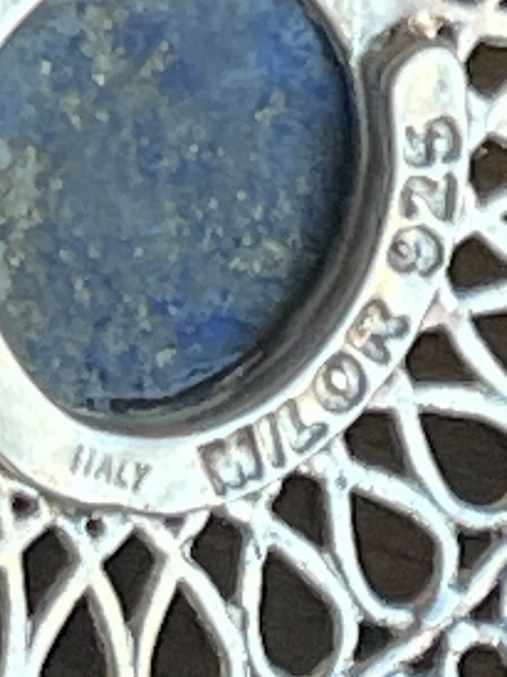 Milor Italy Lapis 925 Silver Round Pendant Blue Cord Necklace 16"+2" - Picture 6 of 7
